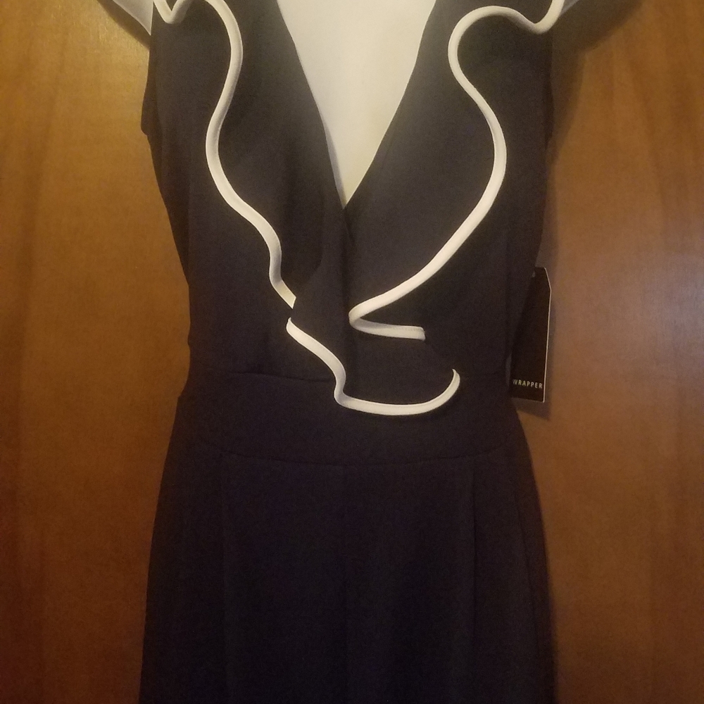 W WRAPPER NAVY BLUE AND WHITE JUMPSUIT